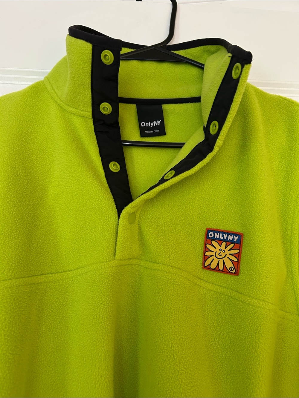 Limited Addition - Only NY Flower Pullover Fleece in Lime Green